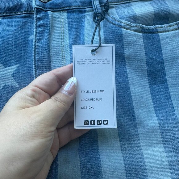 NWT Judy Blue 2XL Denim Skirt | Star & Stripe Flag Print | 4th of July Ready - Picture 10 of 12